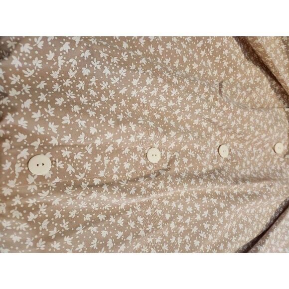 1980s 90s Deadstock Button Front Midi Skirt Tan Minimalist Floral Fairweather Ci - Picture 6 of 8